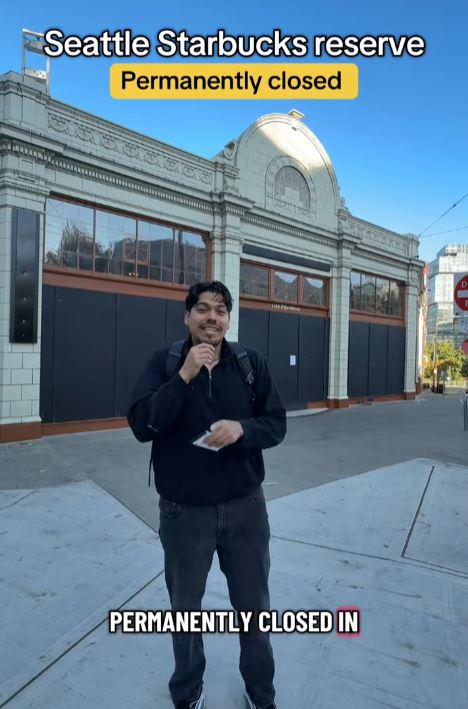 Reporter talking about Starbucks closing