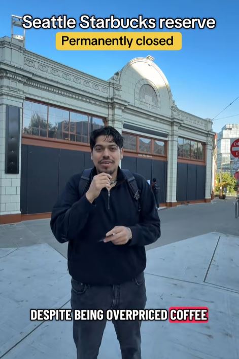 Reporter talking about Starbucks closing