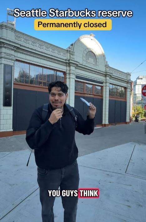 Reporter talking about Starbucks closing