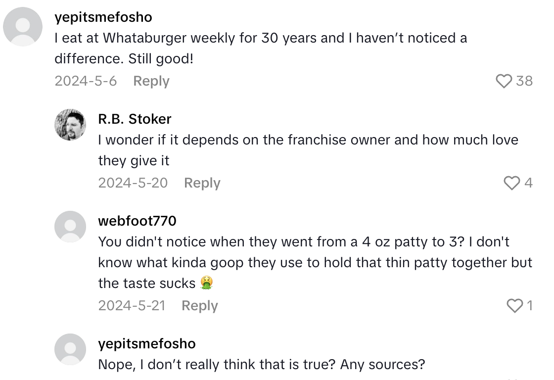 Screenshot 2025 09 01 at 6.18.46 PM Whataburger Customer Said That He Thinks The Quality At Restaurants Has Gone Downhill