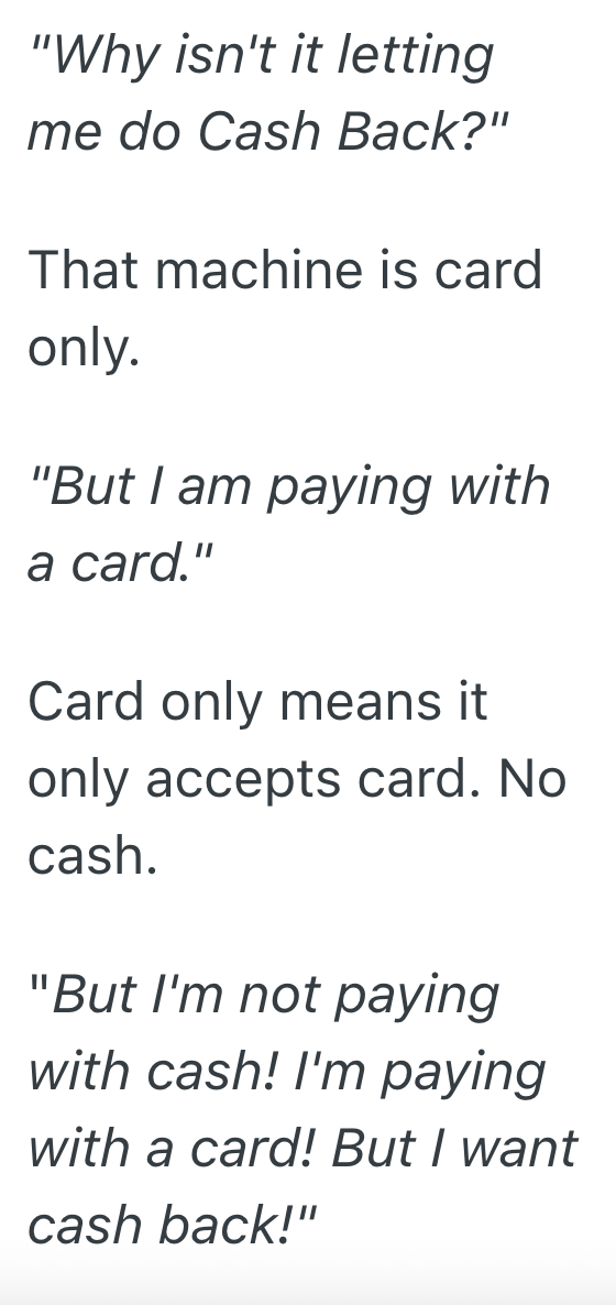 Screenshot 2025 09 04 at 5.06.33 PM Customer Tries To Pay With Cash At A Card Only Self Checkout Machine, So The Employee Embarrasses Him Into Silence