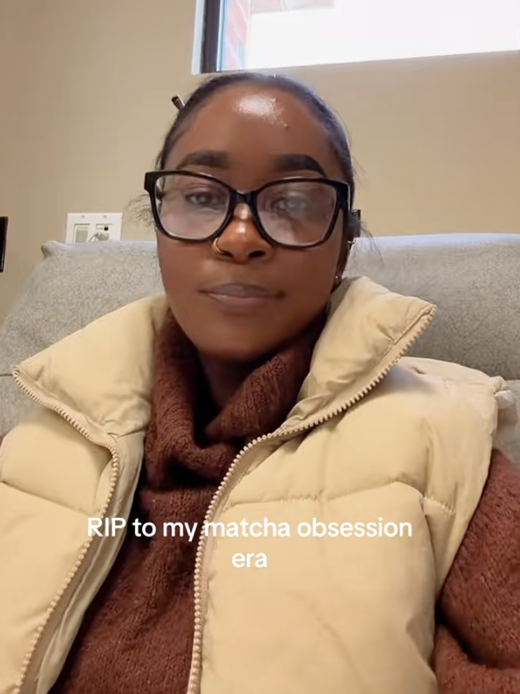 woman talking about matcha