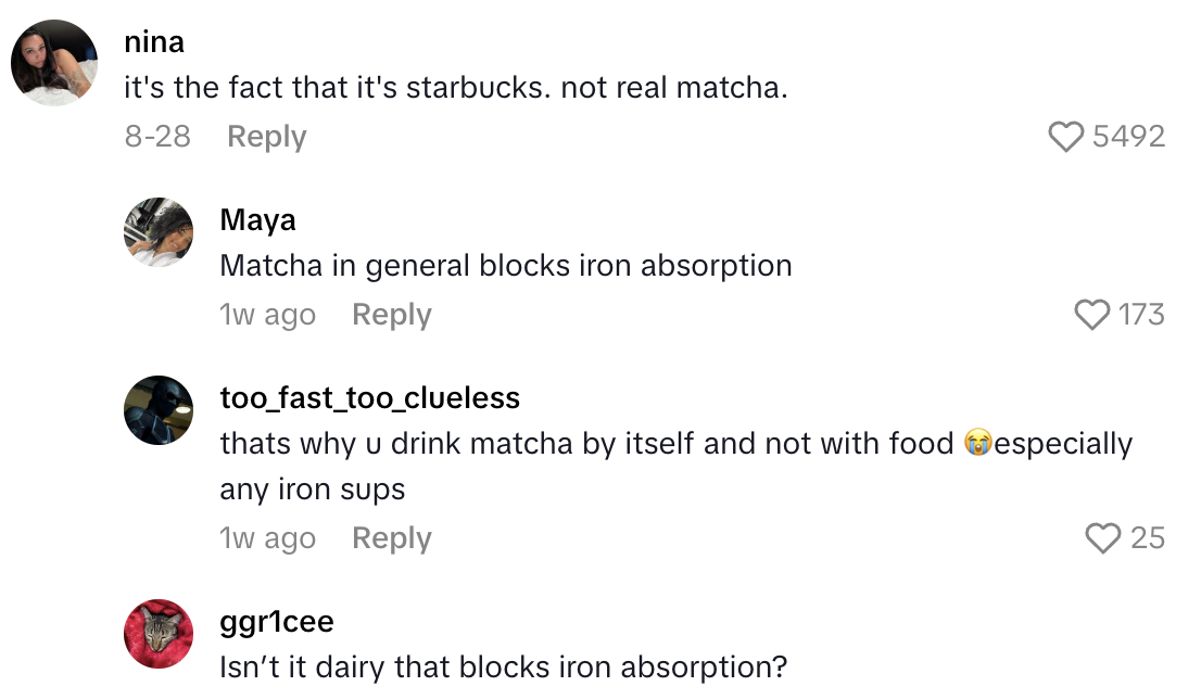 Screenshot 2025 09 06 at 8.18.31 AM She Ended Up In A Hospital After She Drank Too Much Matcha.   I had to get iron transfusions done.