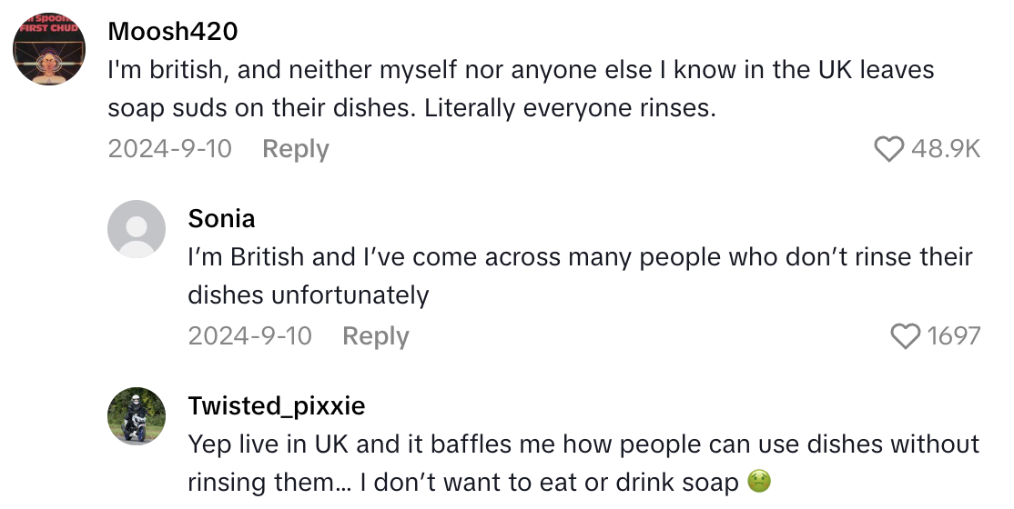 Screenshot 2025 09 06 at 8.35.19 AM A TikTokker Wants To Know How British People Wash Dishes.   I just went down a very strange rabbit hole.