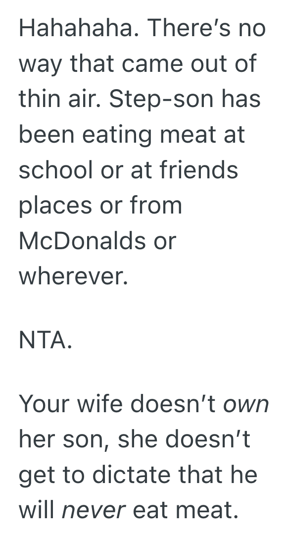 Screenshot 2025 09 07 at 2.02.34 PM His Wife Imposed A Strictly Vegetarian Rule On The Household, So When He Supported His Stepson Wanting To Eat Meat, She Blew Up On Him