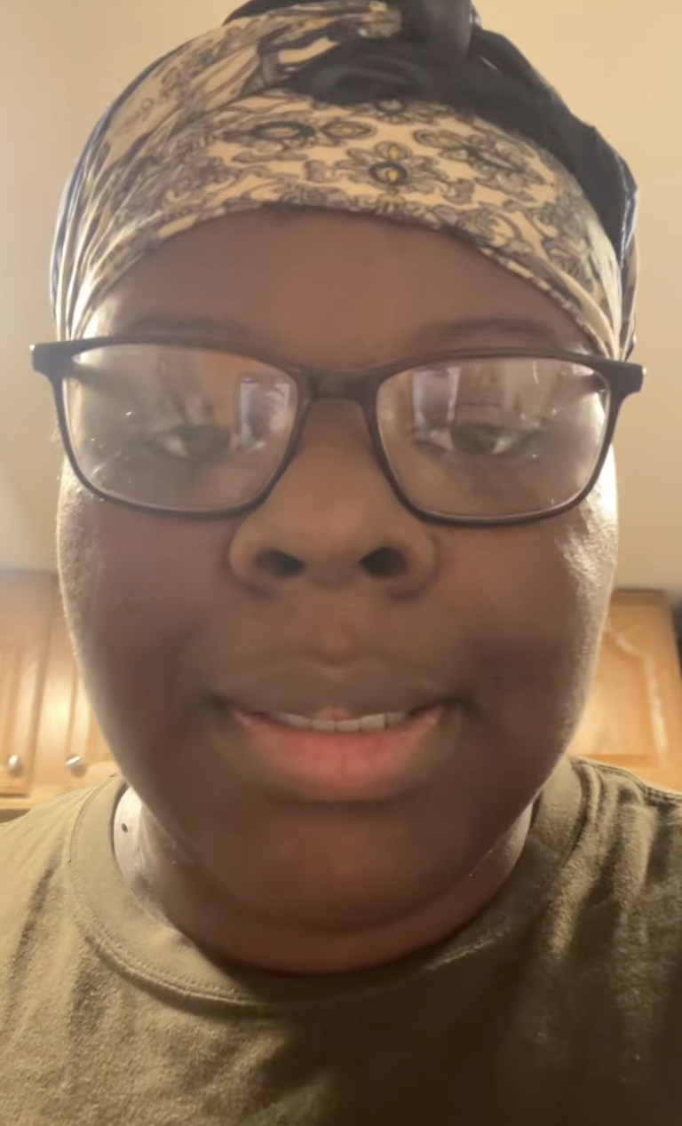 woman talking to a camera