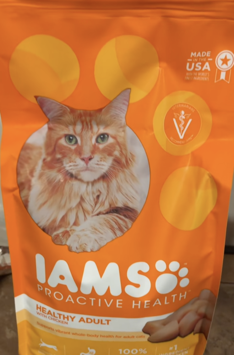 a bag of cat food