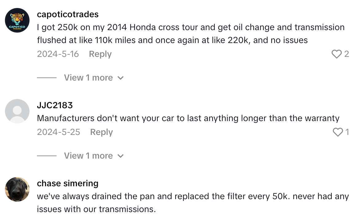 Screenshot 2025 09 07 at 3.40.31 PM A Mechanic Talked About When Drivers Should Get Their Transmission Fluid Changed