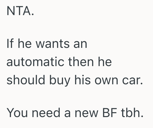 Screenshot 2025 09 08 at 2.00.38 PM Her Boyfriend Is Trying To Get His Drivers License, But Shes Wondering If She Should Let That Influence Her Decision About What Car To Buy