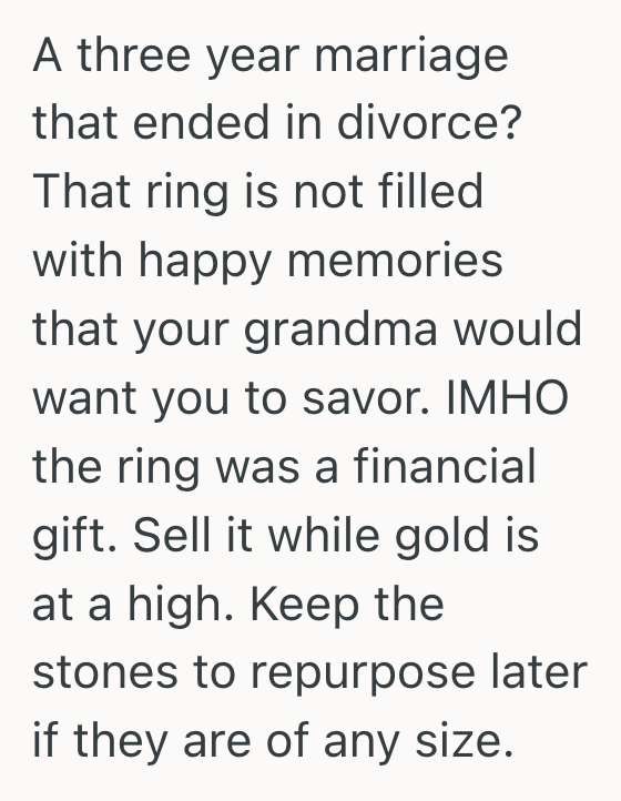 Screenshot 2025 09 08 at 4.22.39 PM She Wants To Sell Her Grandmother’s Ring To Buy A New Wedding Band, But Her Father Accused Her Of Disrespecting Their Family