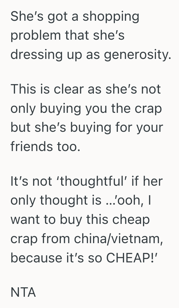Screenshot 2025 09 08 at 4.43.19 PM Her Mother Called Her Ungrateful For Refusing Her Cheap, Unethical Gifts, So Their Relationship Took A Turn For The Worse