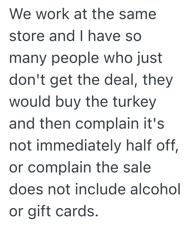 Screenshot 2025 09 09 at 12.24.10 PM Customer Doesnt Spend Enough To Get A Discount On A Turkey, So She Goes To The Service Desk To Complain
