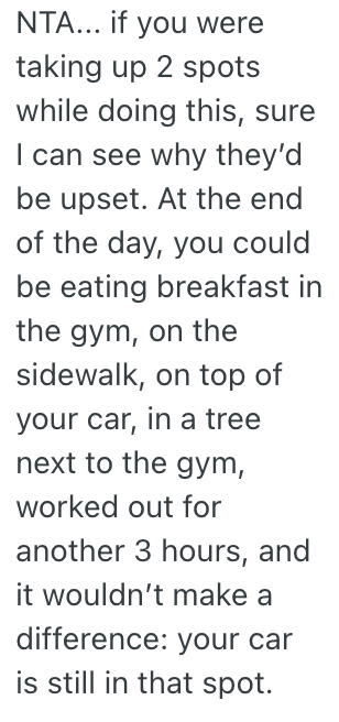 Screenshot 2025 09 11 at 9.02.41 AM Woman Likes To Eat Their Breakfast In Their Car In A Gym Parking Lot, So They Wouldnt Move For Someone Until They Were Done