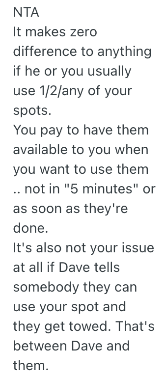 Screenshot 2025 09 11 at 9.20.23 AM Her Neighbor Keeps Letting People Park In One Of Her Assigned Spots, So She Wants To Start Towing People Who Park There