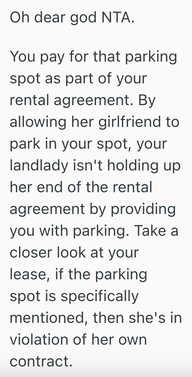 Screenshot 2025 09 12 at 10.31.13 AM Landladys Girlfriend Keeps Parking In His Assigned Parking Spot, So He Parked Behind Her Car And Blocked Her In