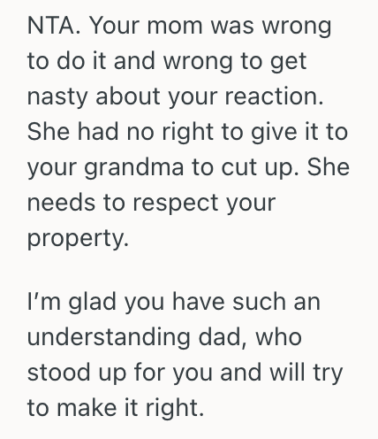 Screenshot 2025 09 12 at 12.42.49 PM Woman Valued A Sentimental Shirt, So She Was Crushed When Her Mom Let Her Grandma Cut It Up