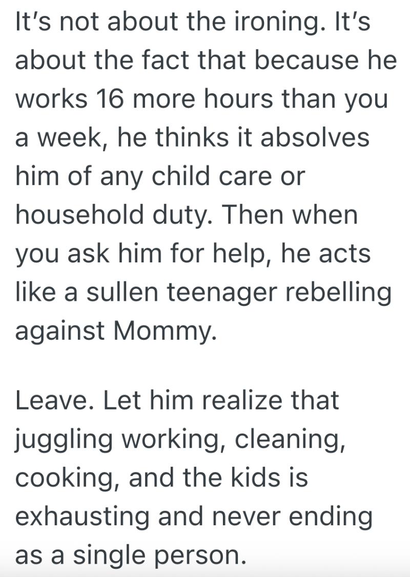 Screenshot 2025 09 12 at 3.22.27 PM e1757705028544 Husband Refuses To Do Housework Because He Works More Hours Than His Wife, So His Wife Considers Leaving Him Over Ironing