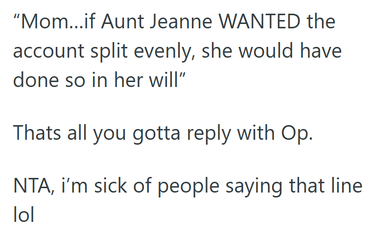 Screenshot 2025 09 15 130246 Womans Aunt Left Her Everything In Her Will, But Her Mom Claims The Aunt Really Wanted The Inheritance Split Three Ways
