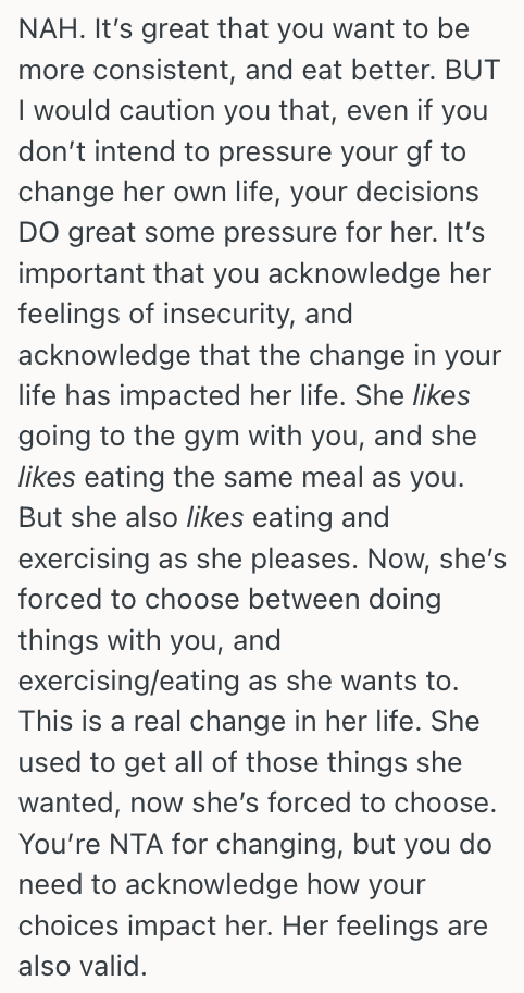 Screenshot 2025 09 15 at 10.05.46 Gym Going Couple Have Always Exercised Together And Eaten Together Afterwards, But Now The Boyfriend Wants To Change Some Of His Habits