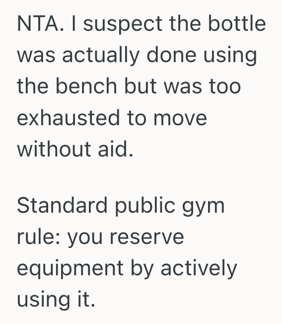 Screenshot 2025 09 16 at 11.05.38 AM Gym Rat Grew Tired Of Influencers Hogging All The Equipment, But When He Moved Their Water Bottle From A Shared Bench, They Tried To Intimidate Him Into Backing Off