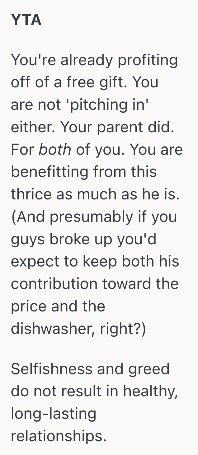Screenshot 2025 09 17 at 1.24.26 PM Renters Parents Helped A Young Couple Replace Their Dishwasher, But When One Partner Pocketed Leftover Money And Still Expected Their Partner To Chip In, Trust Began To Erode