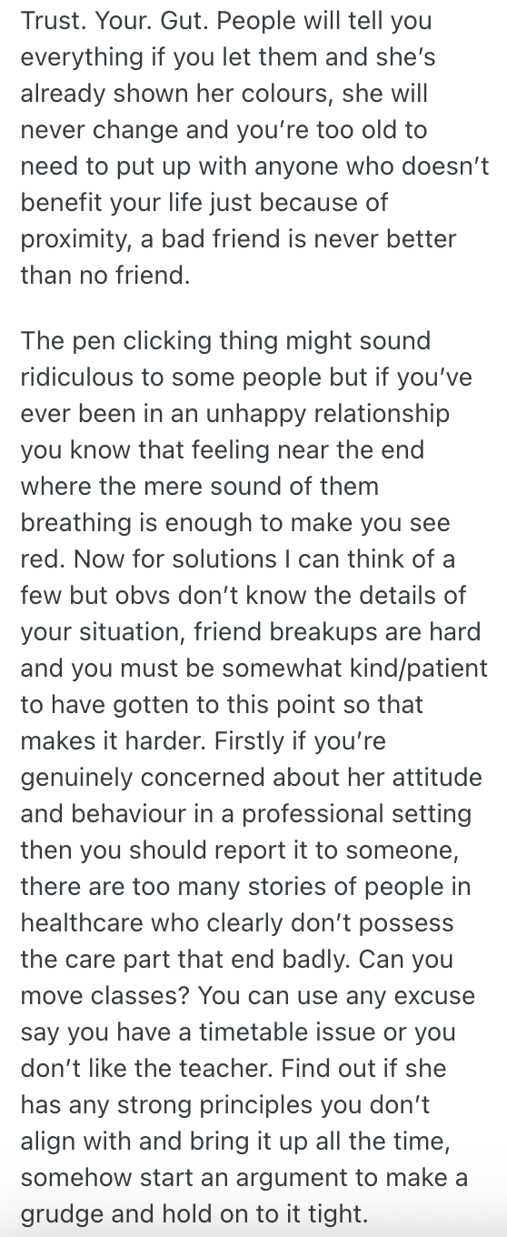 Screenshot 2025 09 19 at 12.06.34 PM She Became Fast Friends With Her Fellow Nursing Student, Now Shes Realizing She Might Have Made A Huge Mistake