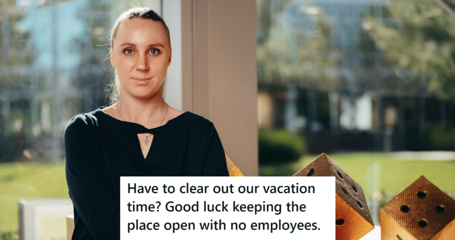 Annoying New Manager Wanted To Change The Schedule For His Employees Vacation, So He Teamed Up With The Entire Department And Made Everyone Take A Vacation At The Same Time Woman in black short looking at the camera