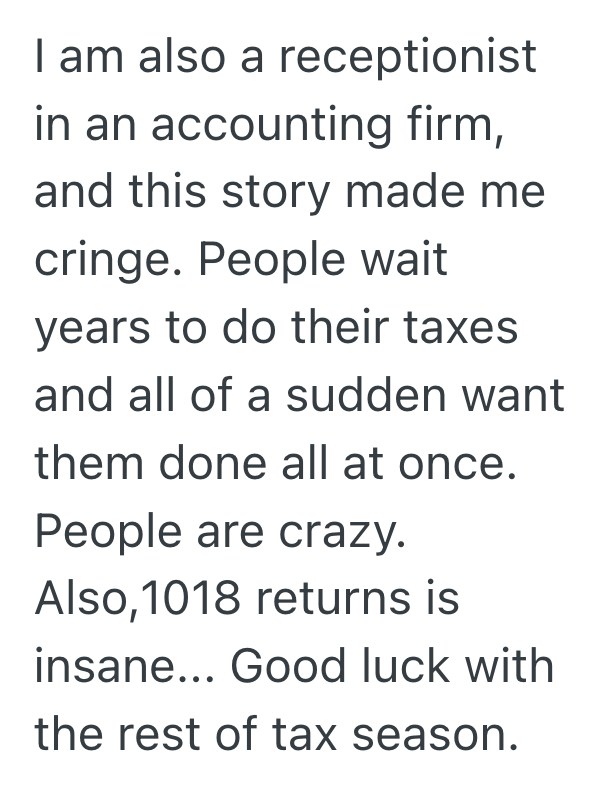 Screenshot 2025 09 22 at 10.14.49 PM Receptionist Was Forced To Face A Customer Who Refused To Accept The Tax Deadline, So She Had To Endure A Meltdown That Could Have Been Prevented
