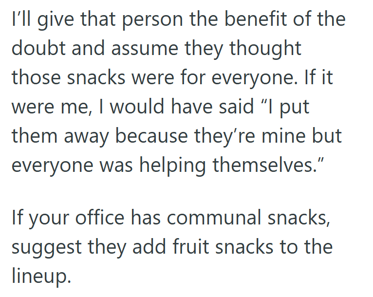 Screenshot 2025 09 26 115705 Pregnant Woman Notices That Coworkers Are Taking Her Fruit Snacks, So Now Shes Thinking About Hiding Them In Her Desk