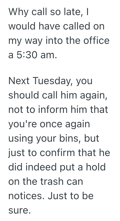 Screenshot 2025 09 27 at 3.24.56 PM HOA Notifies A Homeowner That His Trash Bins Violated The Rules, So He Calls To Ask For Details And Ends Up Calling Back Every Single Week