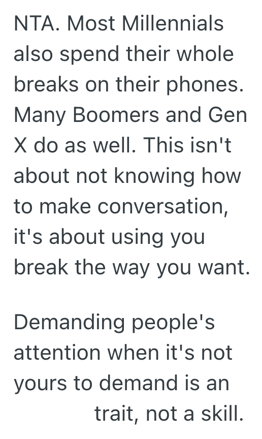 Screenshot 2025 09 29 at 1.54.37 PM Older Woman Criticizes Younger Coworker For Being On Her Phone During Her Lunch Break, So The Younger Woman Reports Her To Their Manager