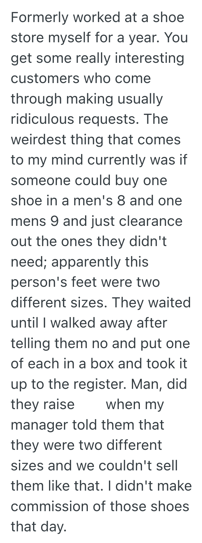Screenshot 2025 09 29 at 3.58.29 PM Retail Worker Was Met With An Impossible Request To Mix And Match Shoes, So He Told The Customer To Take It Up With The Shoe Elves For Not Granting Their Wish