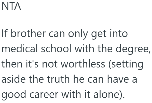 Screenshot 1 f39ed1 Mans Brother Got His Bachelors Degree In Biology, But Their Father Thinks The Degree Is Worthless Until He Graduates Medical School