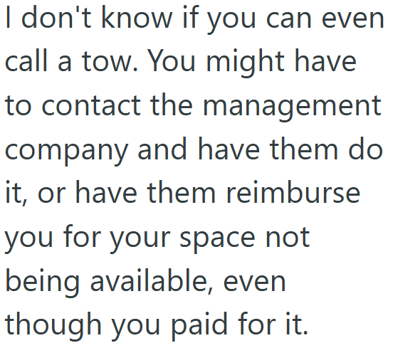 Screenshot 2 419270 Couple Paid For A Designated Parking Spot, But While Random People Keep Using It, The Manager Told Them To Just Park In Another Lot