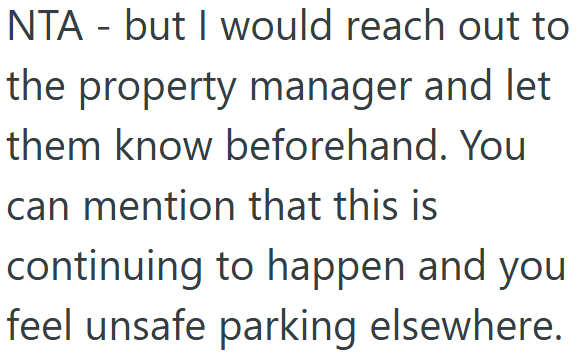 Screenshot 3 bb2959 Couple Paid For A Designated Parking Spot, But While Random People Keep Using It, The Manager Told Them To Just Park In Another Lot