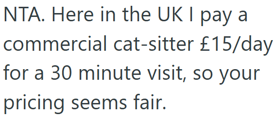 Screenshot 4 f3f741 Woman Offered Average Payment For Teen To Cat Sit For Five Days, But She Thinks Its Not Enough Money In This Economy