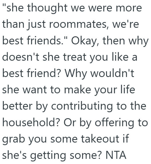 Screenshot 5 35296b Womans Friend Moved In After A Difficult Breakup, But Now She Wont Pay Rent Or Help Around The House