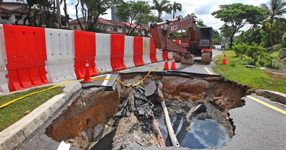 Sinkhole in road