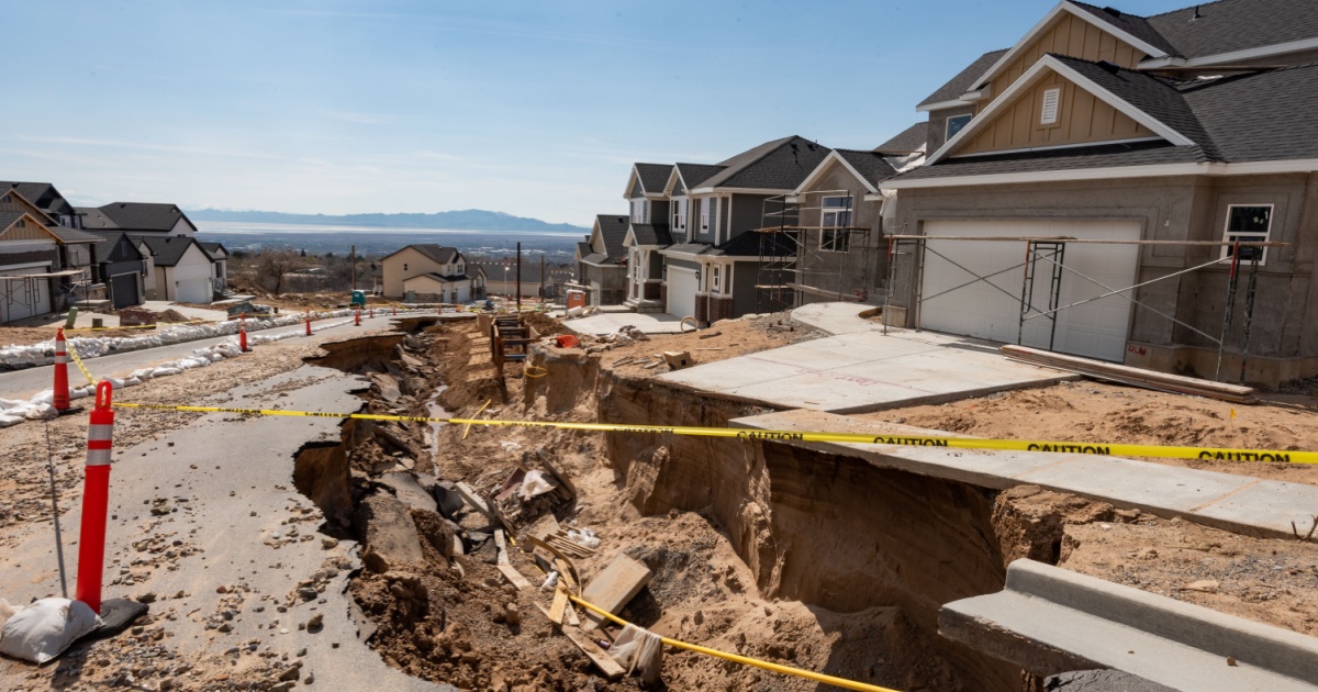 Sinkhole near houses