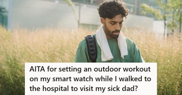Man setting his smartwatch before walking to the hospital