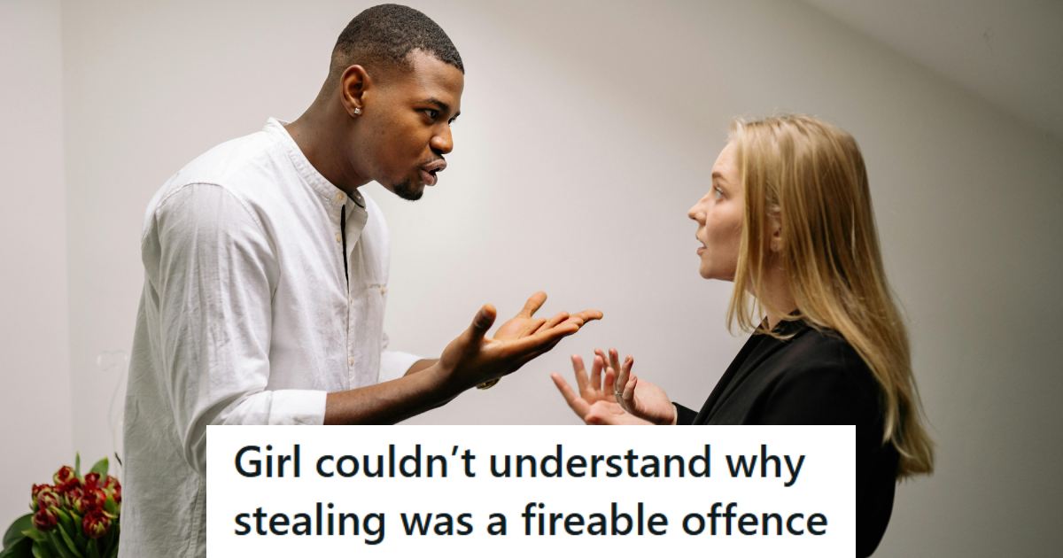 Manager explaining to woman that was fired and no longer works there