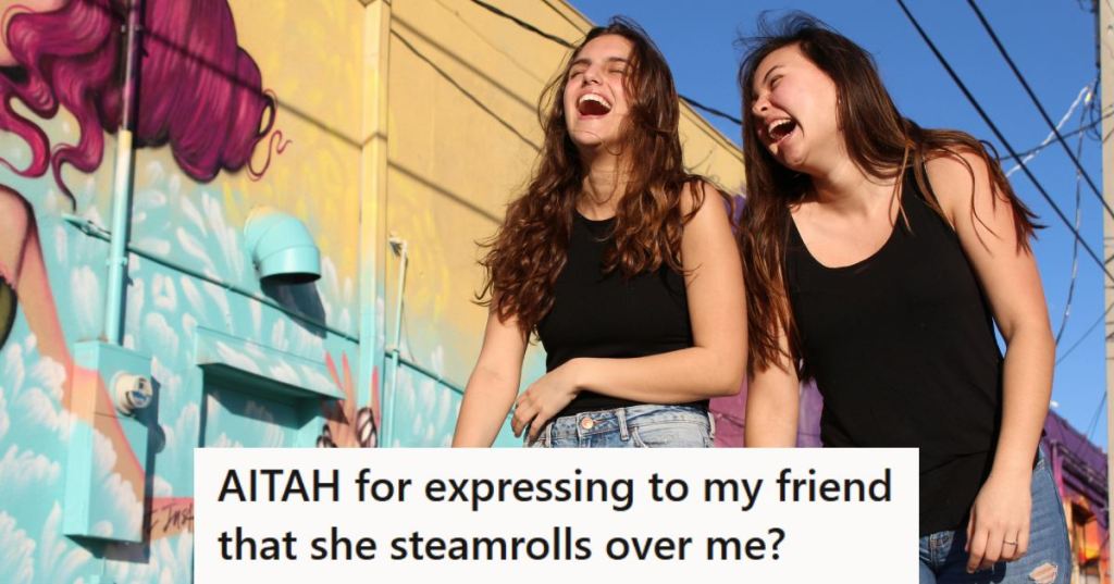 Best female friends walking down the street while laughing and joking