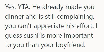 Sushi Order 2 Girlfriend With A Broken Leg Craves Sushi And Asks Her Boyfriend To Pick It Up, But He Refuses And Cooks Dinner Instead