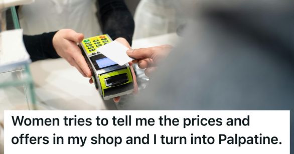 A woman paying by debit or credit