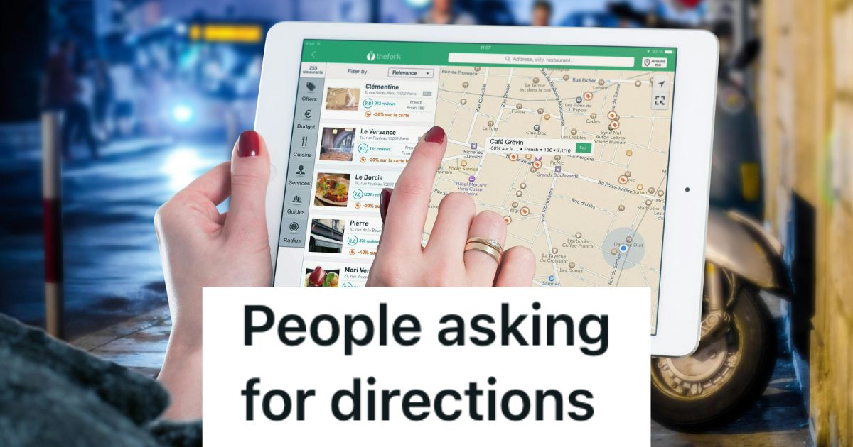 A woman pointing on a tablet with directions on it