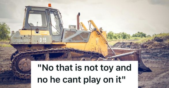 A dirty bulldozer on a construction site