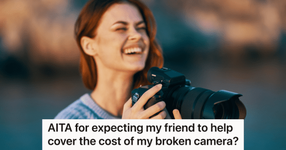 woman holding expensive camera