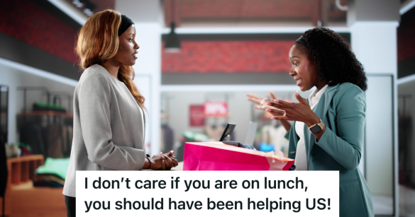 woman upset at retail worker