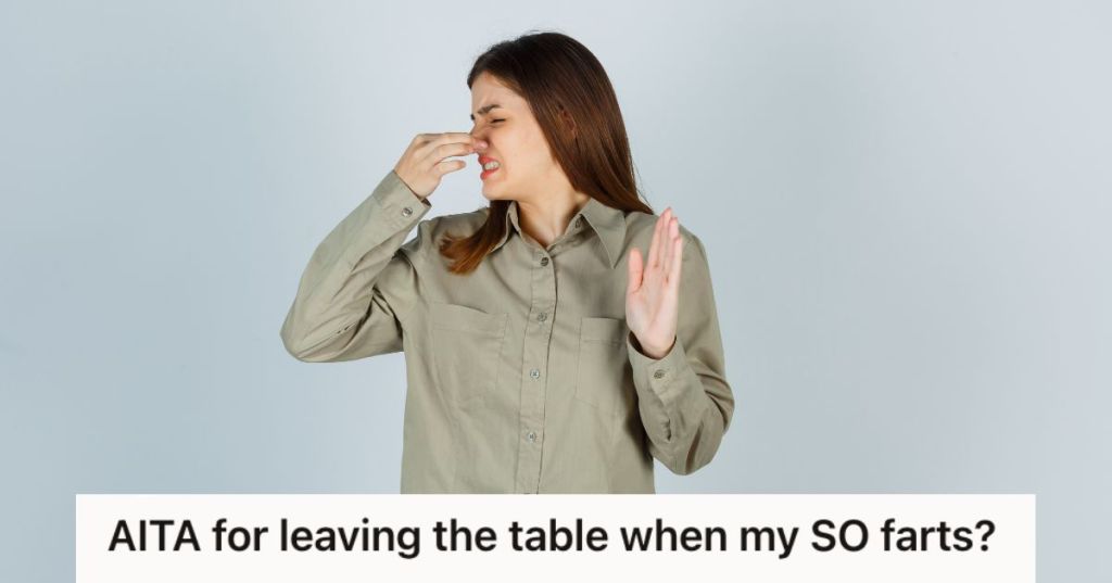 Woman covering her nose because of something smelly