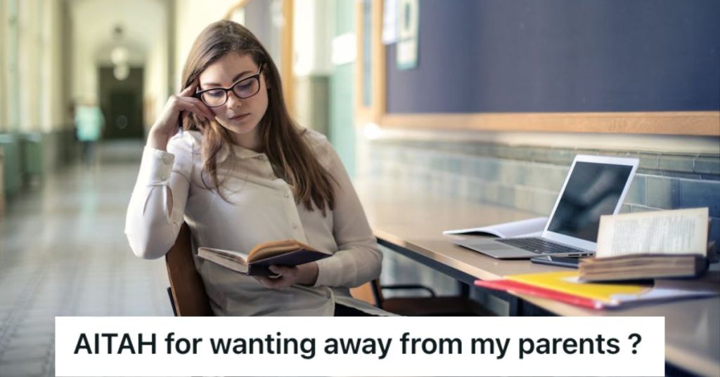 College woman sitting and reading a book